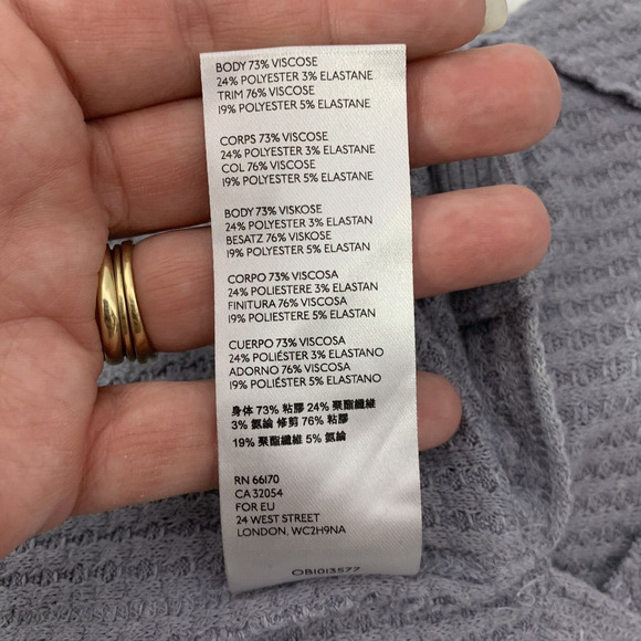 We The Free Womens Tunic Top Medium Storm Gray Waffle Knit Raw Edges Thumb Holes - Picture 14 of 14